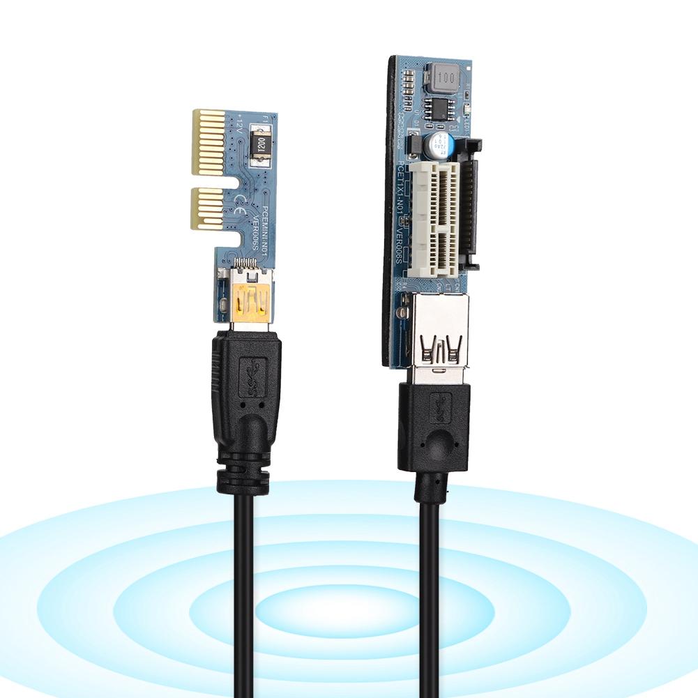 Câble d'extension PCI-E 1X, cordon d'alimentation, carte d'extension USB, 30 cm, noir