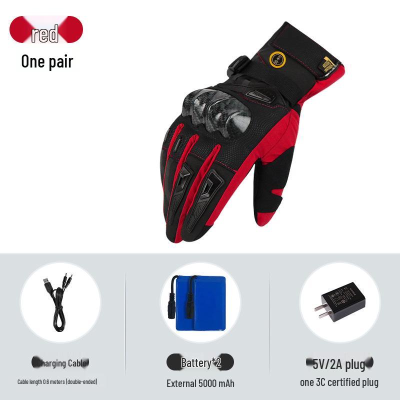 

Unisex Waterproof Heated Ski Gloves with Touchscreen & Velvet Lining - Windproof & Insulated for Winter Cycling XL красный