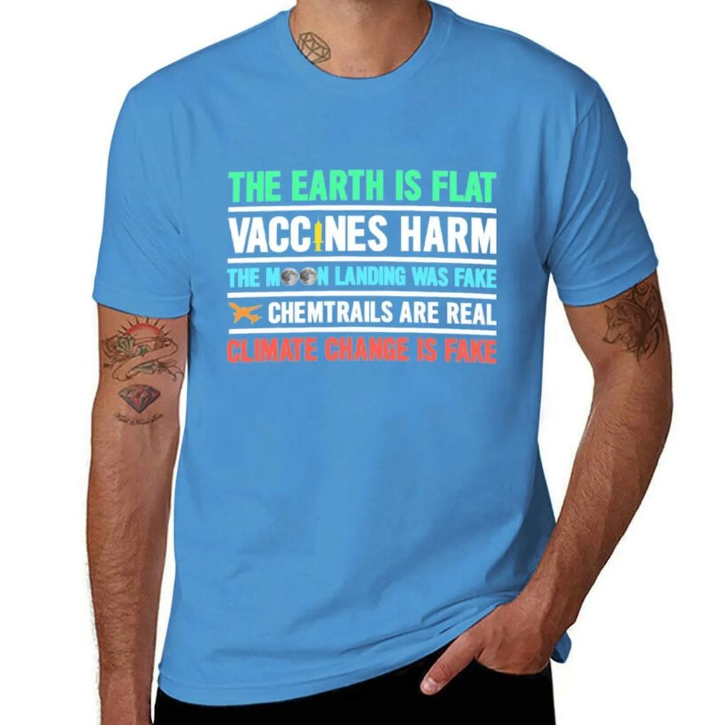 Die Erde ist flach Impfstoffe schaden Chemtrails Maske T T-Shirt Kurzarm-T-Shirt individuelles T-Shirt T-Shirts Grafik-T-Shirt Herren