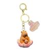 Original Buddhist good luck lotus series wooden fish panda keychain cute exquisite resin capybara keychain bag hanging
