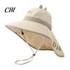 Dinosaur Fishing Hat for Kids Sun with Solar Fan, Wide Brim UV Protection Beach Babies Neck Flap, Summer Cap Boys Girls Camping