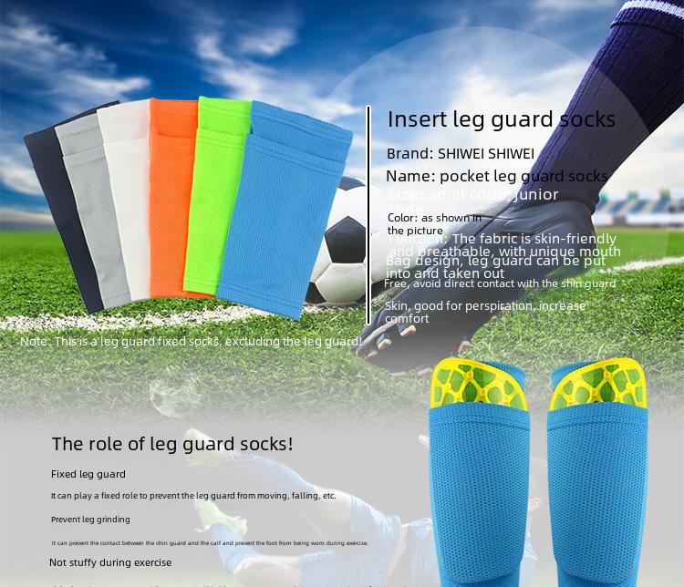 Atmungsaktive Schienbeinschoner-Ärmel im Taschenformat: Fußballsocken mit weichen Einsätzen für Erwachsene & Jugendliche.