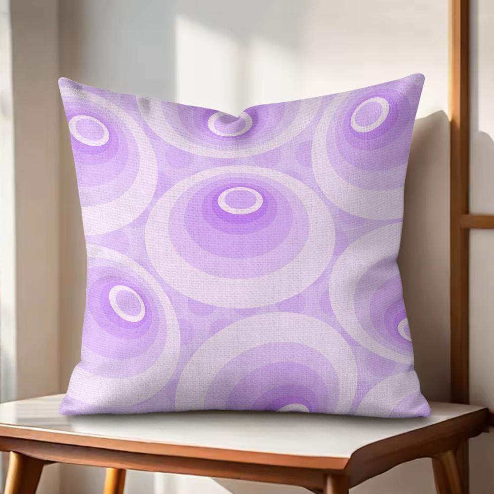Purple Geometric Art Cushion Cover Natural Linen Organic Fabric DoubleSided Printing Couch Pillow Covers Home Decor