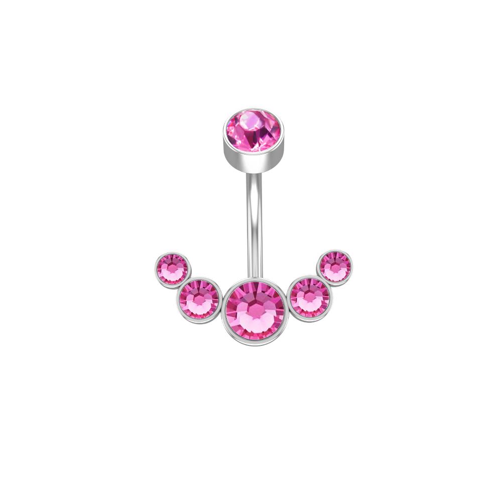 14g Crescent Jewel Cluster 316L Surgical Steel Belly Button Ring Piercing Jewelry Gift