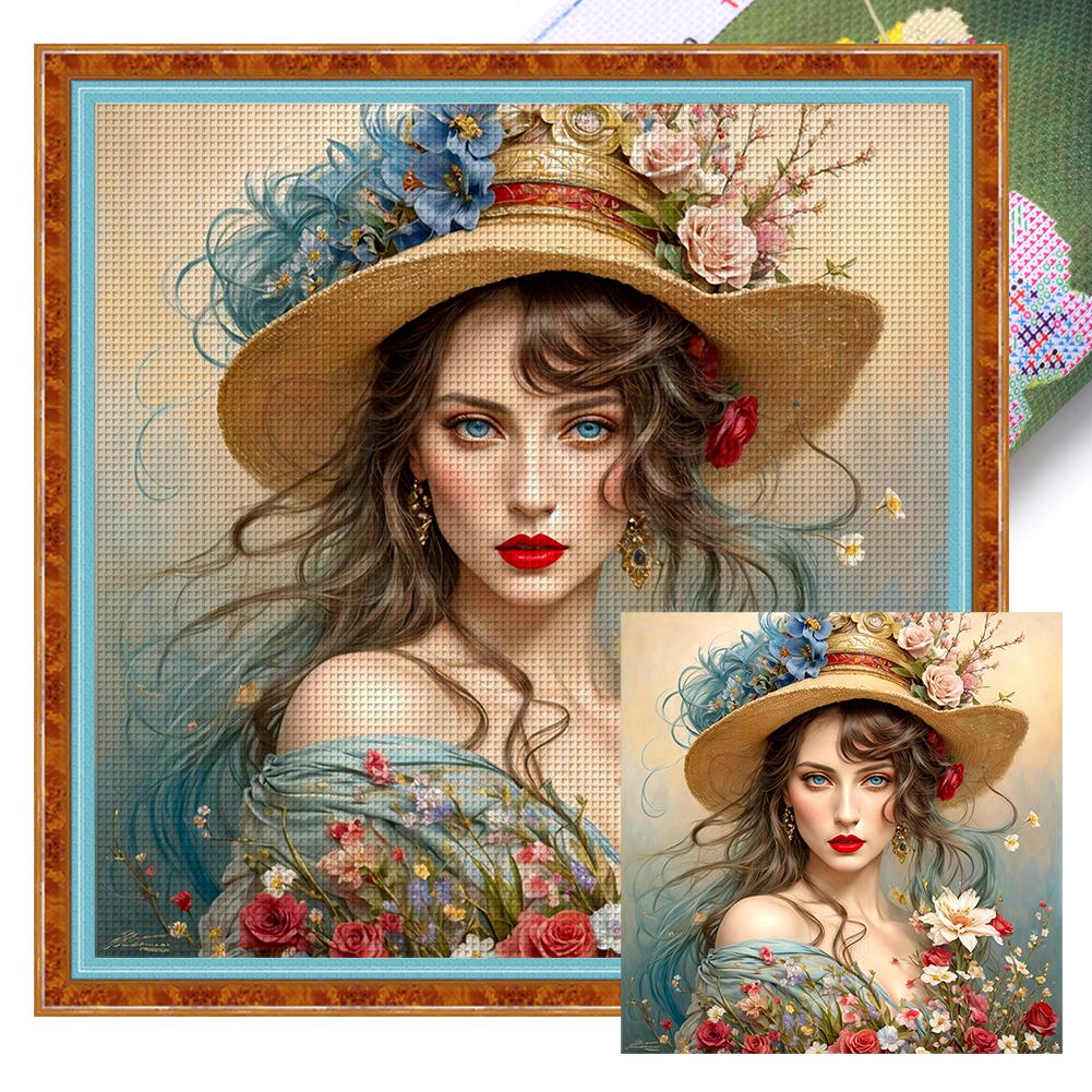 

Набор для вышивки крестом «Девушка» из эко-хлопка 11CT, полная вышивка, арт 50x50см
