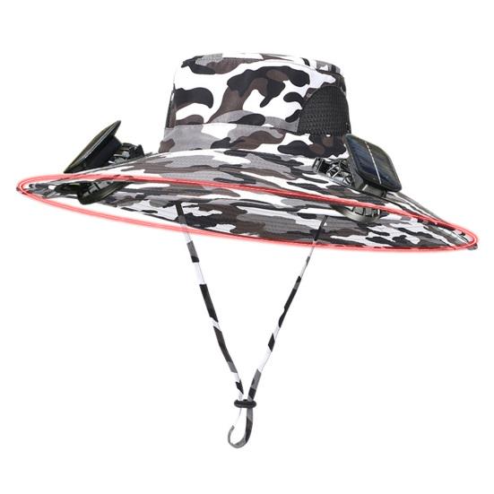 

Широкополая шляпа от солнца со встроенным солнечным вентилятором для мужчин и женщин, летняя охлаждающая пляжная шляпа-ведро для рыбалки на открытом воздухе, пешего туризма, кемпинга H