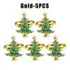 Gold Plated Christmas Tree Napkin Ring Luxury Green Dinner Button Holder for Western Restaurant Table Setting Decor