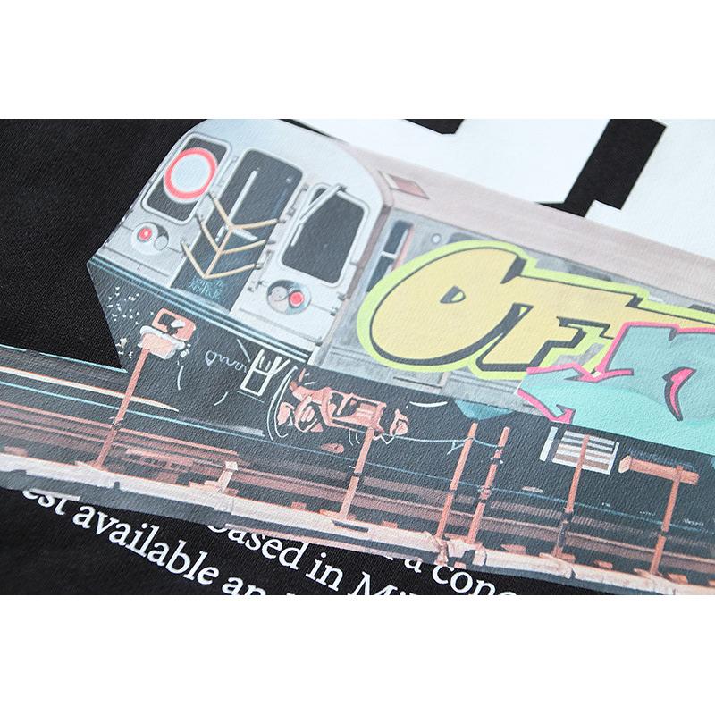 1280 Off-White 2025 Jesień/Zima Nowa Bluza z Kapturem z Nadrukiem Wzoru Pociągu Dźwiękowego Bluza z Kapturem Męska i Damska