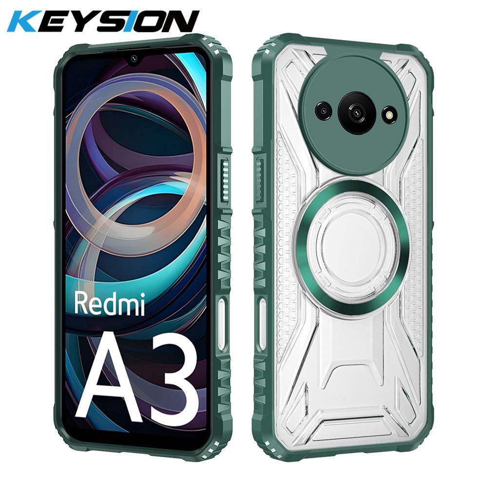 

Прозорий магнітний чохол KEYSION для Redmi A5 A3 A3X М який силікон+ПК Ударостійкий чохол для телефону для Xiaomi POCO C61 C71 for POCO C61