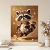 Adorable Raccoon with Pearls Framed Pearl Painting Kit DIY 3D Sparkling Bead Canvas Art Relaxing Handmade Craft Gift for Women