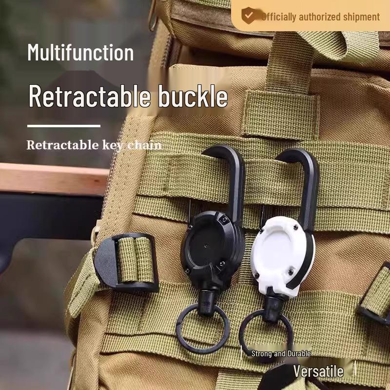 

Retractable Tactical Easy-Pull Buckle Keychain with Steel Wire Rope