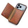 For iPhone 17 Pro Case Card Holder Kickstand Crocodile Texture Leather Back Phone Cover