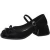 Fashion flat-soled single shoes women's new spring shallow mouth pointed tip laden shoes small fragrant temperament black Mary Jane evening shoes