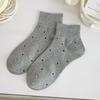 Solid-colored Cotton Socks, Women's Short Socks, Summer Trendy Polka Dot Women's Boneless Boat Socks