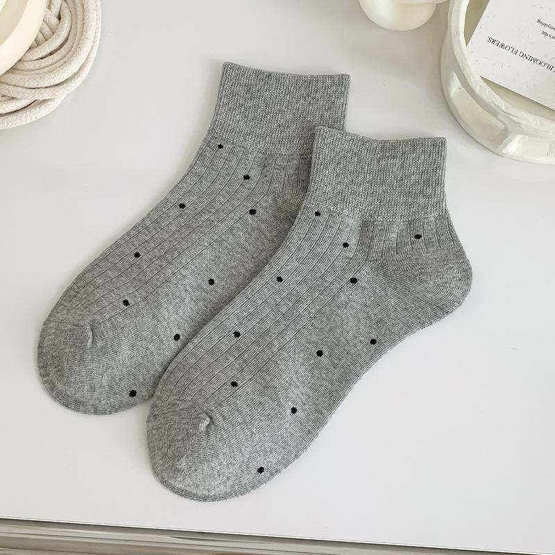 Solid-colored Cotton Socks, Women's Short Socks, Summer Trendy Polka Dot Women's Boneless Boat Socks