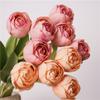 Multicolor Tulip Artificial Flower Silk Petals Green Leaf Faux Flowers Photo Props Simulation Tulip Flower Home Decoration