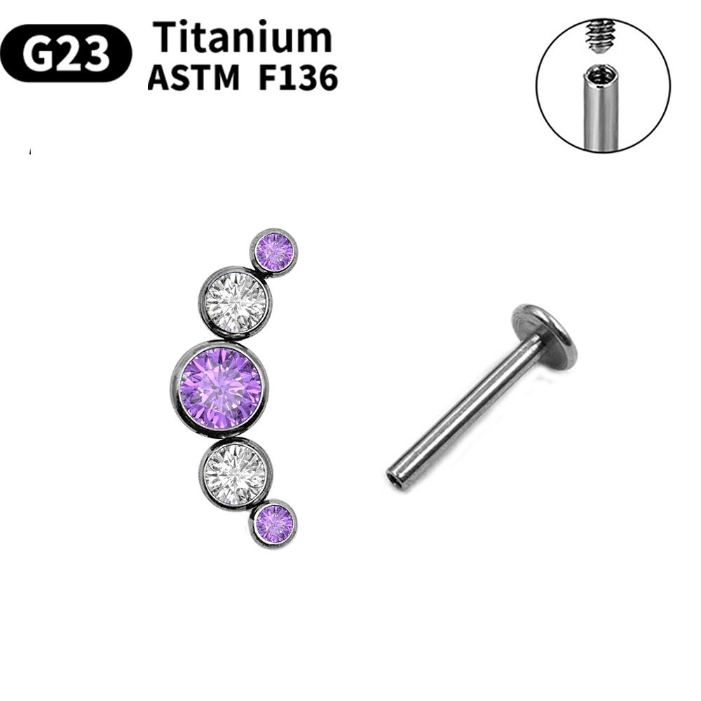 G23 Titanium Stud Earrings16G Piercing Set Ear Tragus Cartilage Zircon Opal Body Jewelry Helix Daith Lip Lobe Pin