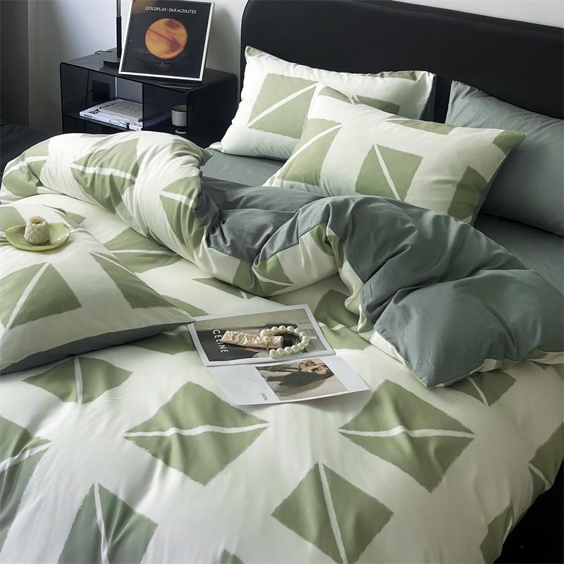 100% Cotton Bedding Four-piece Set, Skin-friendly and Breathable Quilt Cover, Bed Sheet Pillowcase Set