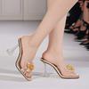 2025 Summer Shoes Women High Heels Sandals Fashion Ladies Party Shoes Crystal Brand Women High Heels 9cm Plus Size 42 Gold D337