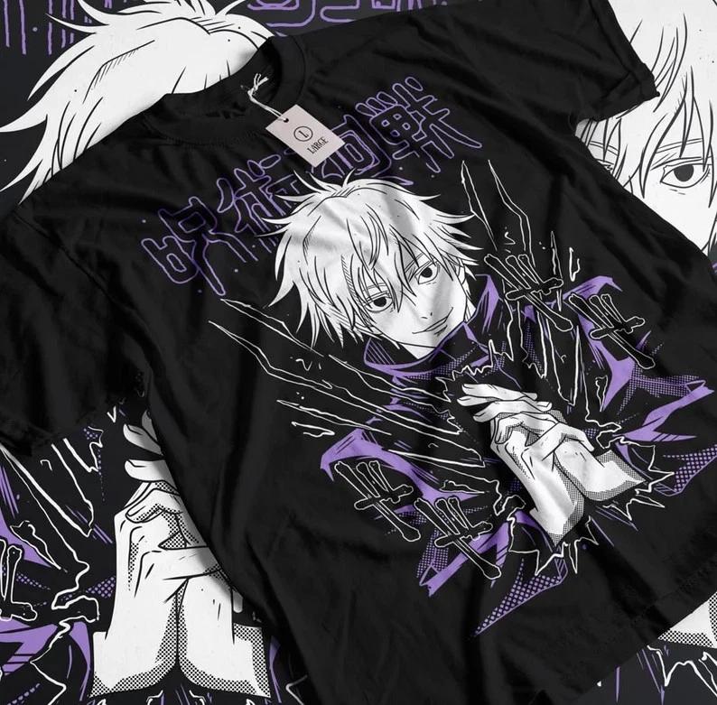 Anime Jujutsu Kaisen Gojo Satoru Black TShirt S