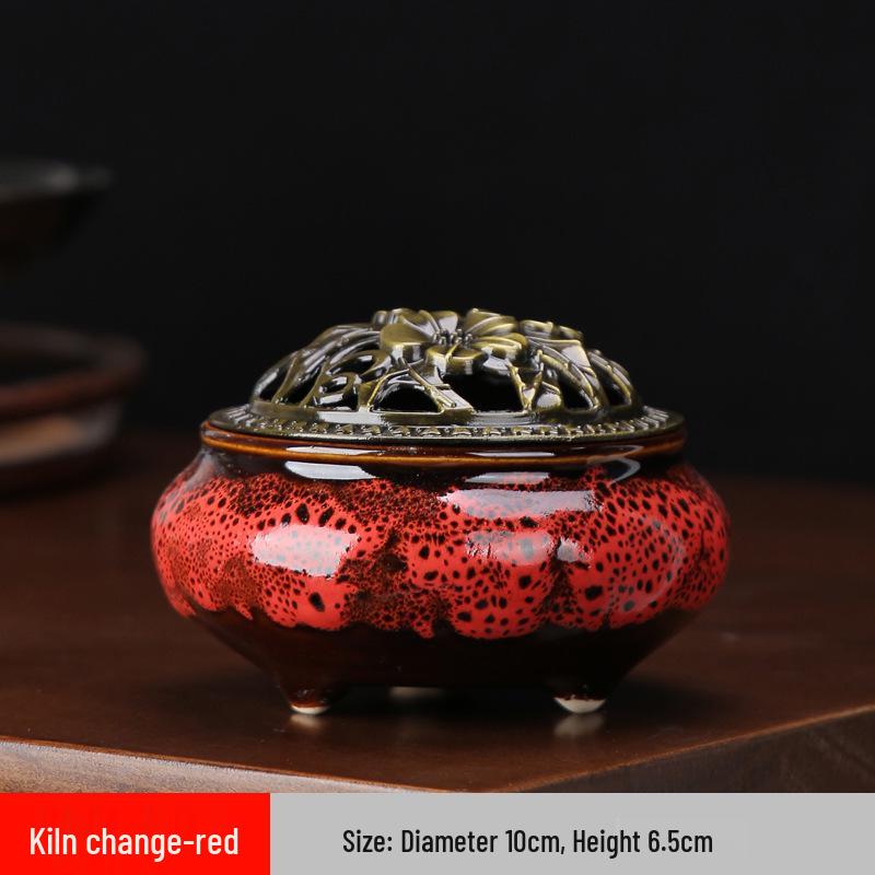Celadon Ceramic Incense Burner for Home, Buddhist Supplies, Sandalwood Incense Path, Ice Crack Kiln Change Design.
