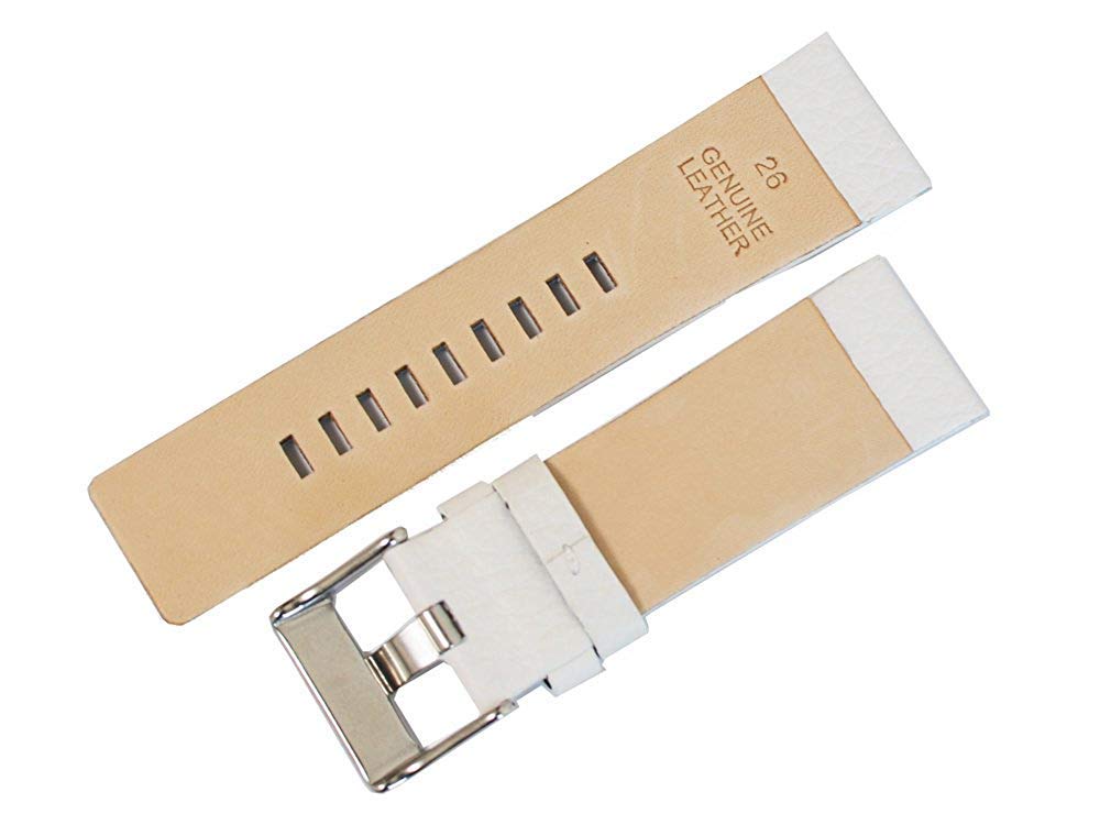 King Watch Parts Compatible with Diesel External Product Belt Cowhide Watch Band Watch White SS 26mm [Import Original] Men's