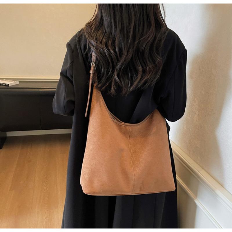Suede Bag Women's Large-capacity New Autumn and Winter Retro Shoulder Messenger Bag Commuter Tote Bag