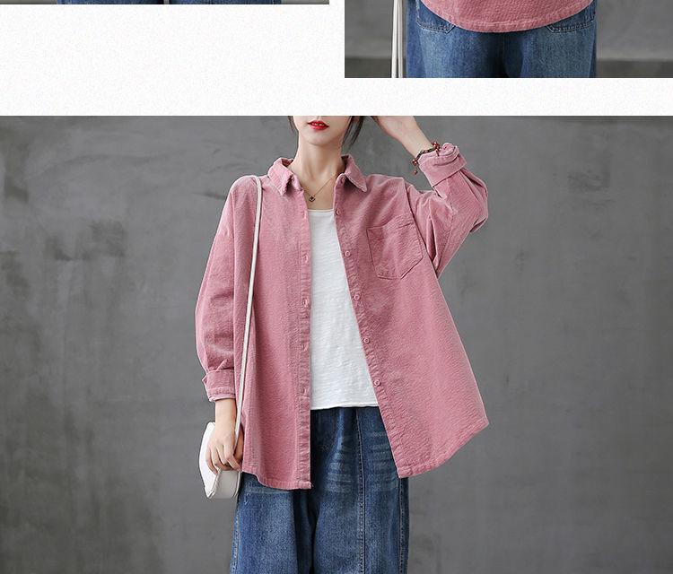 Women's Retro Corduroy Long-Sleeve Casual Shirt - Spring 2026