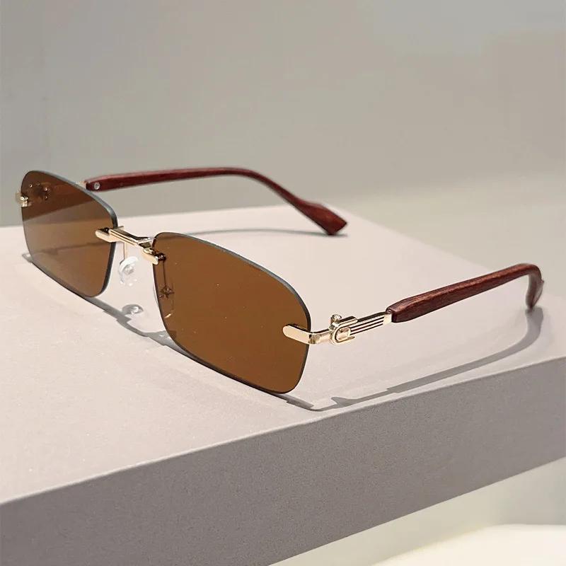 Vintage Irregualr Square Sunglasses Women For Men Luxury Brand Designer Sun Glasses Punk Popular Metal Rimless Shades Uv400