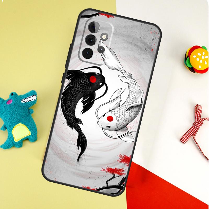 Koi Fish Yin Yang Art For Samsung Galaxy A55 A35 A15 A54 A34 A14 A53 A33 A13 A05 A06 A16 A22 A32 A52 Phone Case