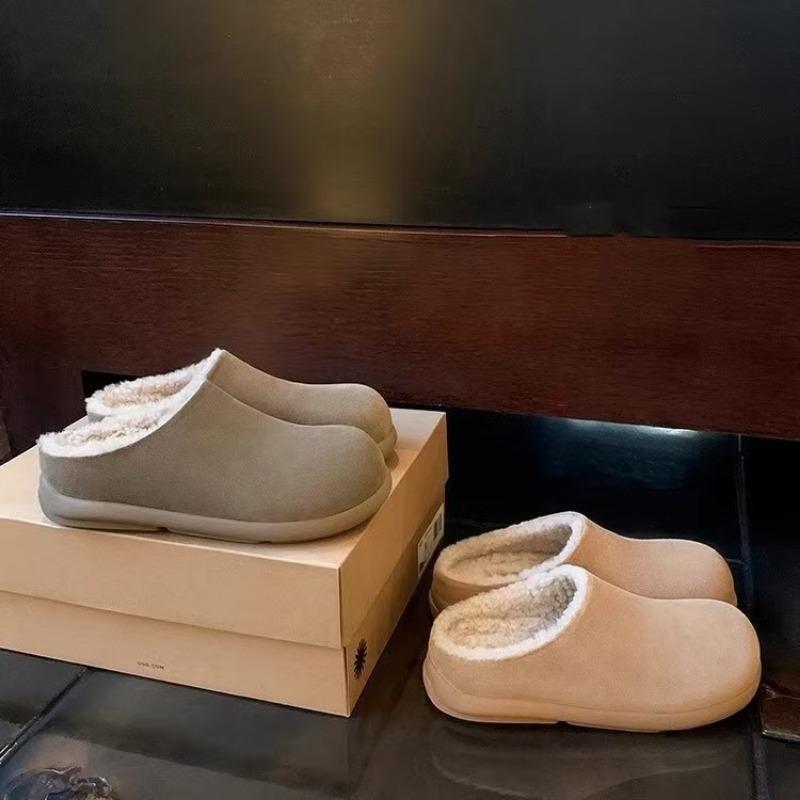 

Whole cowhide~ Genuine leather to keep warm and increase the height, one pedal bag head wool thickened hair slippers women s half drag 40 верблюд