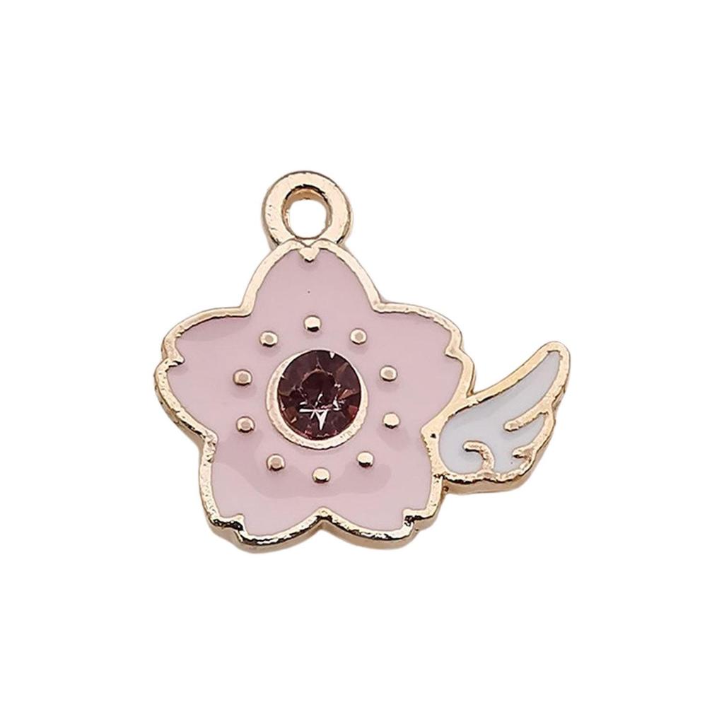 Pink Flower Oil Drop Korean Keychain & Bracelet Pendants