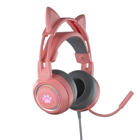 SY-G25 Słuchawki Przewodowe Czuła Redukcja Szumów Odpinane Kocie Uszy 3.5mm USB Wszechkierunkowy Zestaw Słuchawkowy Gamingowy na Laptop