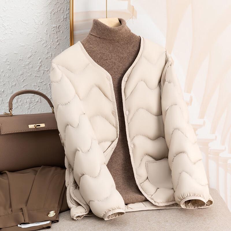 SNOWFLYING Women's 2024 Ultra-Light Short Round Neck Down Jacket