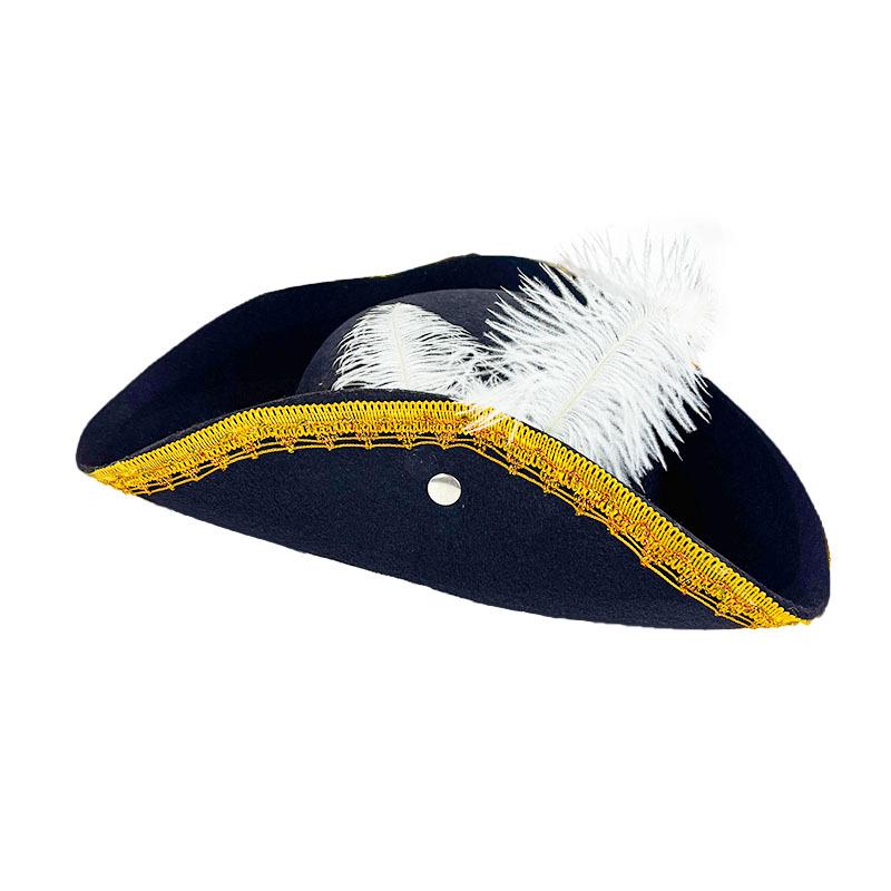 Caribbean Gold-Trimmed Pirate Hat for Halloween and Stage Performances