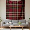 Vintage Wall Tapestry Burgundy Black Tartan Plaid Gold Lines Checkered Pattern Decor for Bedroom Living Room Gift