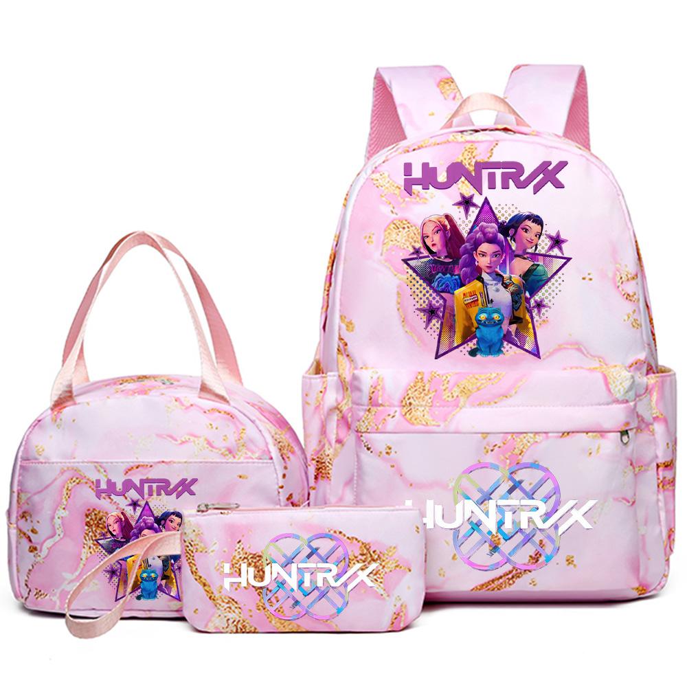 3 szt./zestaw Plecak z nadrukiem Anime Kpop z torebką i piórnikiem dla nastolatka, studenta, dziewczyny, chłopca, wodoodporna torba podróżna Mochila