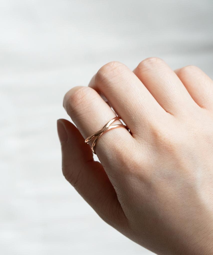 Alleun Silver 925 2-Strand Layered Silk Guard Silver Ring