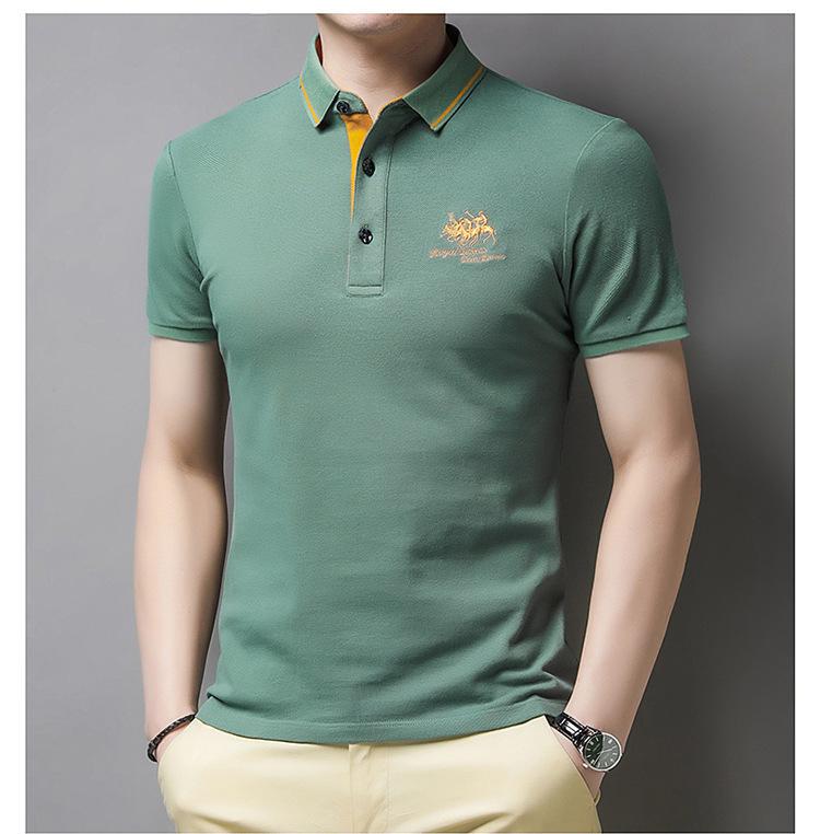 New Summer Solid Color Embroidered POLO T-Shirt for Men - Trendy Casual Short Sleeve
