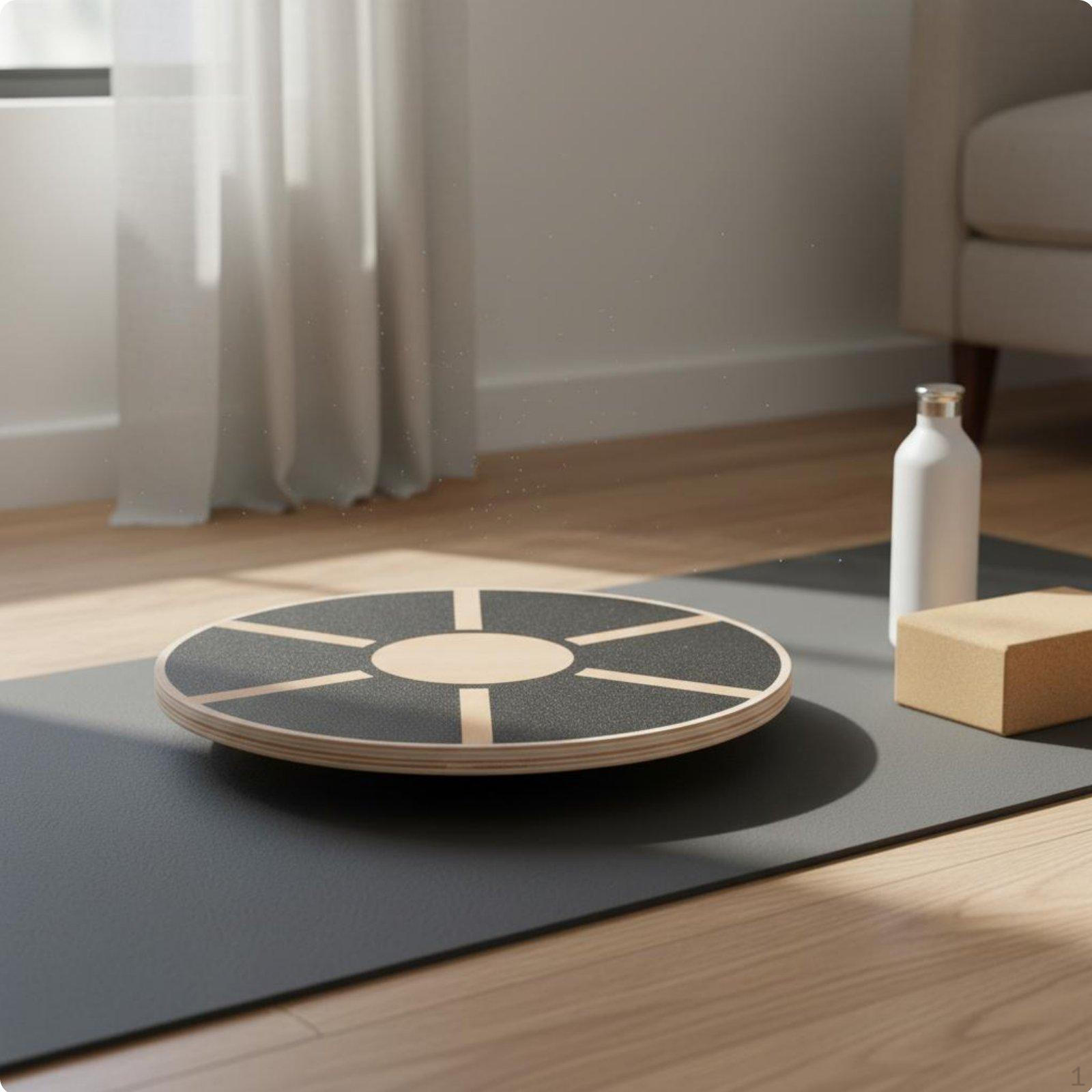 Wooden Balance Board NonSlip Surface Ankle Strengthening 360Degree Rotating Disc Degree Rotation