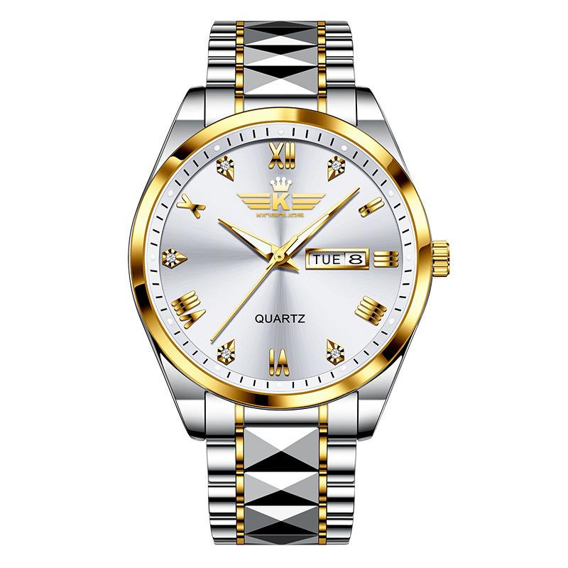 Top Brand New Men's Watch Genuine Waterproof Quartz Double Calendar Fashion Business Watch