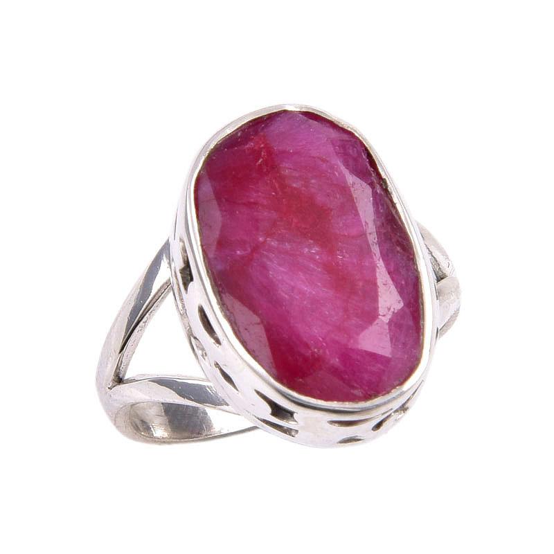 Red Ruby(Simulated) Gemstone Handmade 925 Sterling Silver Gift Ring S.6.5 W8U13
