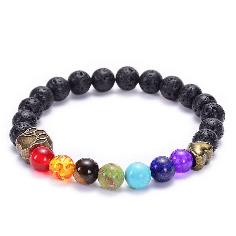 1pcs Bracelet For Men And Women Volcanic Stone Hand Beaded Colored Stone Stretch Hand