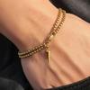 Hip Hop Stainless Steel Rivets Pendant Bracelet for Men Fashion Double Layered Snake Bone Chain Cuban Bracelet Punk Zircon
