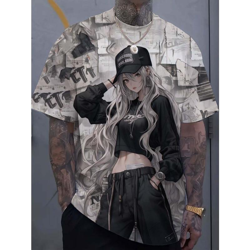 Men's T-shirt Cartoon Sexy Girl graphic T shirts Summer Fashion Casual streetwear 3D