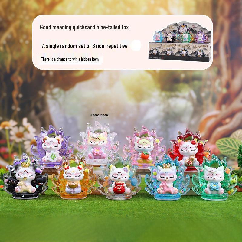 Nine-Tailed Fox Resin Blind Box: Chinese Style Desktop Ornament & Festival Gift