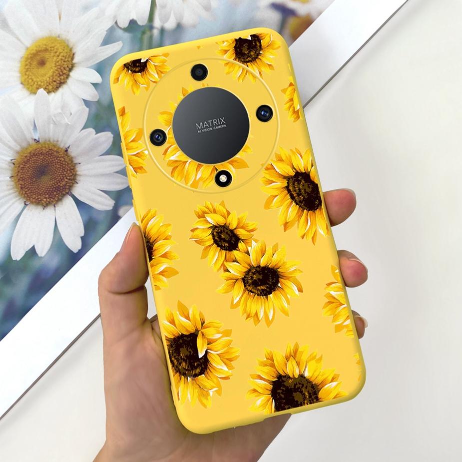 Für Honor Magic6 Lite Hülle Honor X9b Hübsche Mädchen Sonnenblumen Hülle Weiche Silikon Handyhülle Für Honor Magic6 Lite HonorX9b Bumper