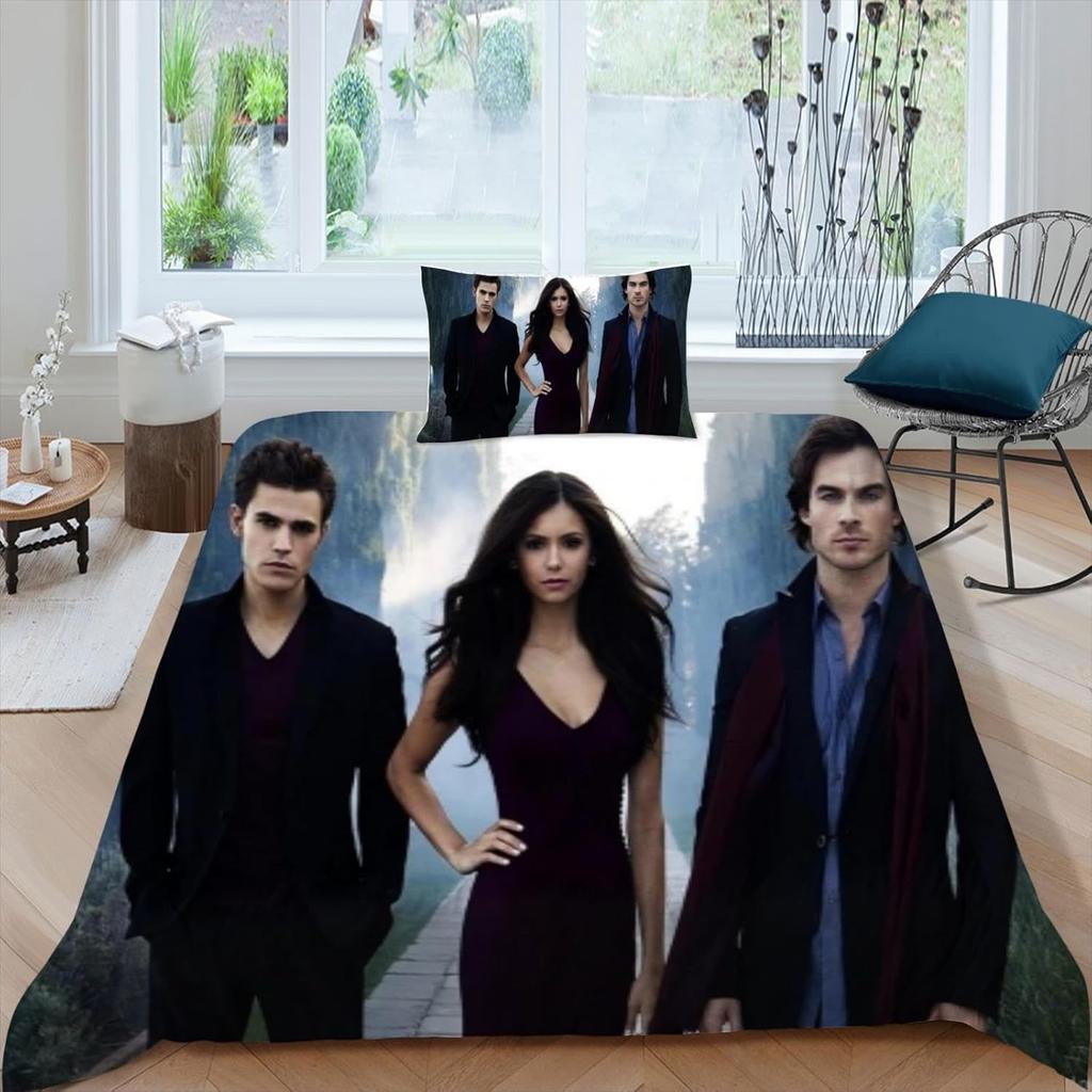 The Vampire Diaries Bedding Sets Exquisite Bed Supplies Set Horror TV Anime Bed Comforter Set Bedding Set Birthday Gift