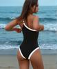 Damen Gespleißter Ein Schulter Einteiler Badeanzug Strandbekleidung Badeanzüge
