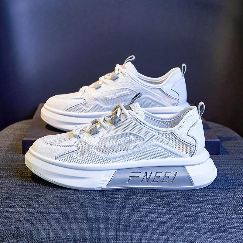

Summer new women s shoes platform leather white shoes women s breathable mesh sports shoes women s versatile casual shoes 40 серый